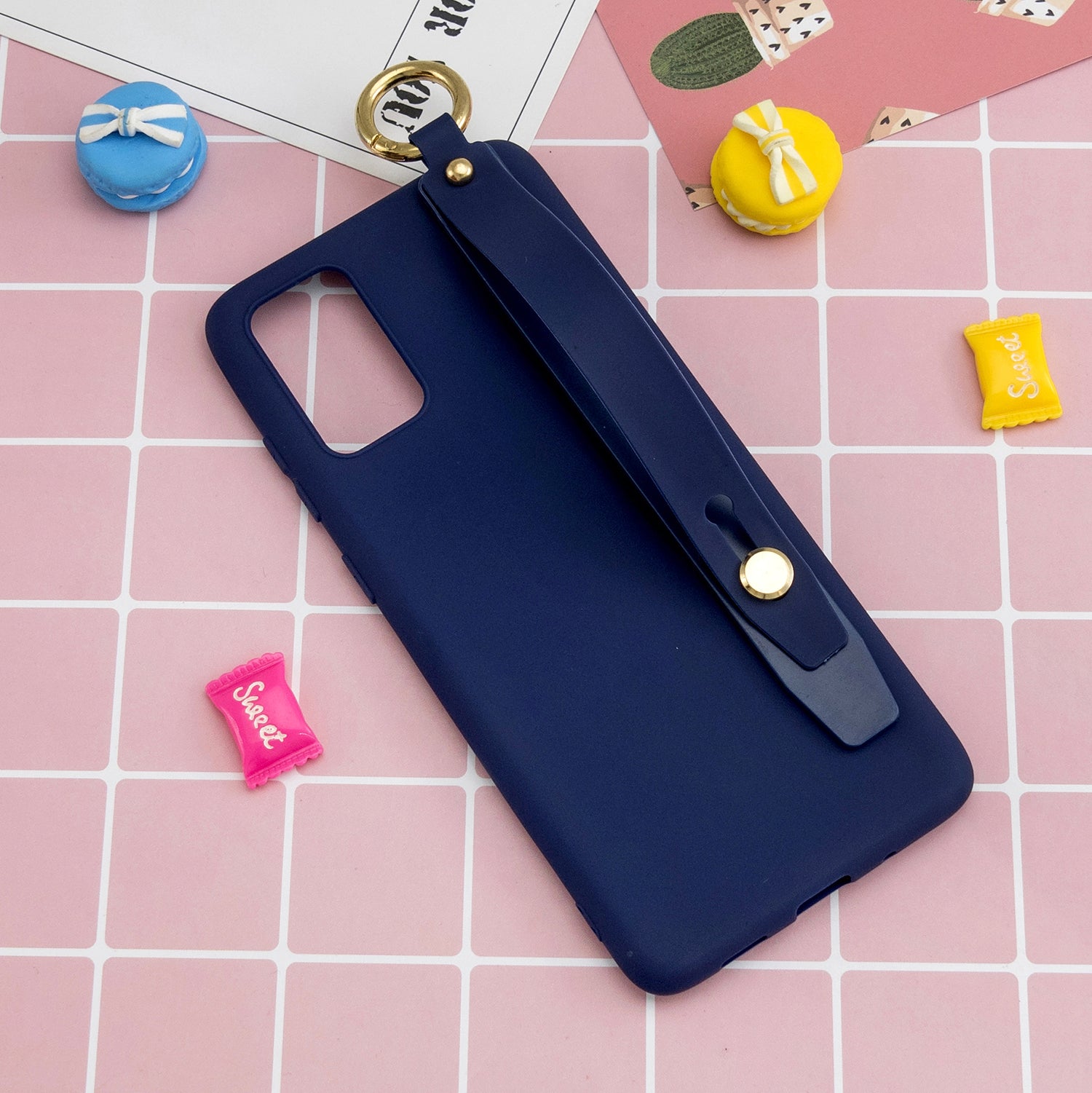 TPU Cell Phone Back Case with Wrist Strap Kickstand for Samsung Galaxy S20 Plus / S20 Plus 5G - Dark Blue TPU Cell Phone Back Case with Wrist Strap Kickstand for Samsung Galaxy S20 Plus / S20 Plus 5G - Dark Blue